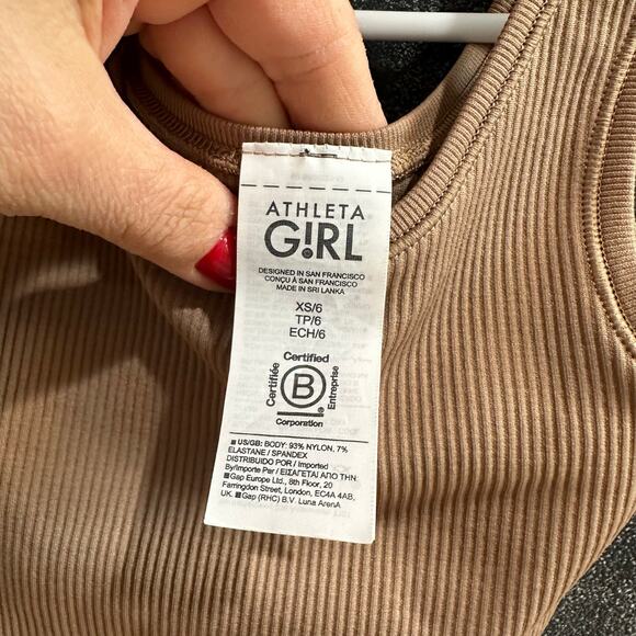 Athleta Girl Brown Cropped Ribbed Tank Elastic Waist Activewear Girls XS 6Y - Picture 3 of 7